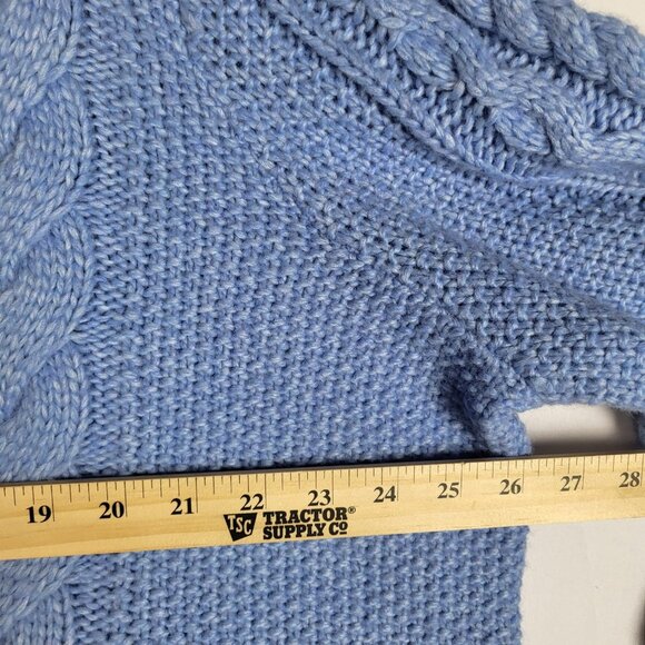 Talbots Wool Blend Sweater Women's 3X Petite Blue Cable Knit Balloon Sleeves New - Picture 7 of 8